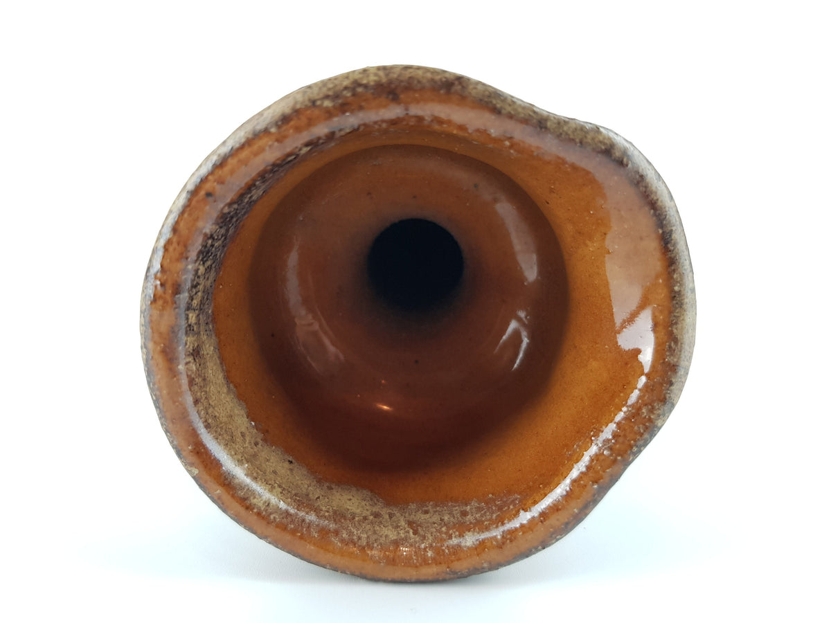 Vintage VEST KERAMIEK Beige Brown Handled Vase K19 Dutch Pottery 1970s