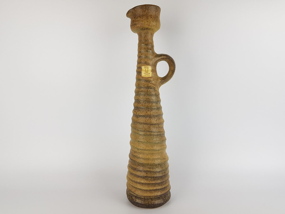 Vintage VEST KERAMIEK Beige Brown Handled Vase K19 Dutch Pottery 1970s