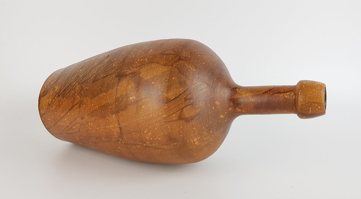 Vintage GERHARD LIEBENTHRON Studio Art Pottery Brown Long Necked Vase West Germany 1960s