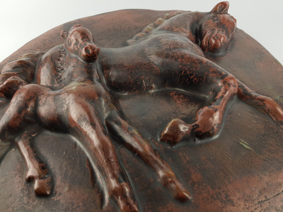 Vintage PAUL DRESLER Grootenburg Wall Plate with Horses Studio Art Pottery Germany 1960's