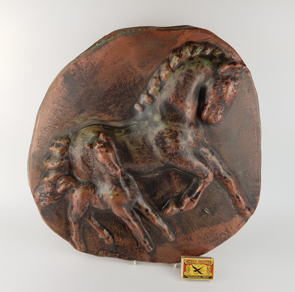 Vintage PAUL DRESLER Grootenburg Wall Plate with Horses Studio Art Pottery Germany 1960's