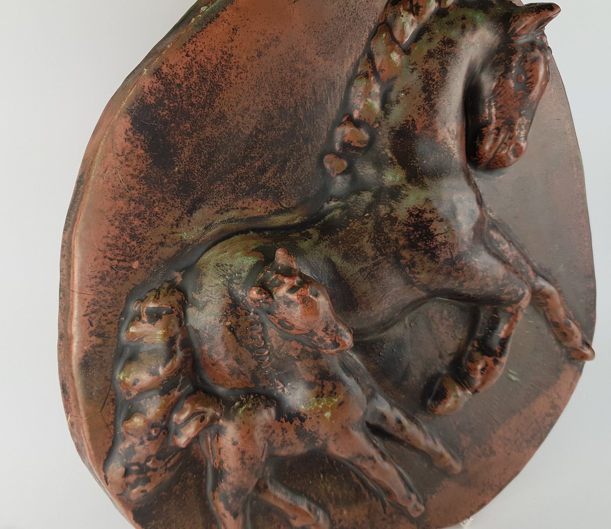 Vintage PAUL DRESLER Grootenburg Wall Plate with Horses Studio Art Pottery Germany 1960's