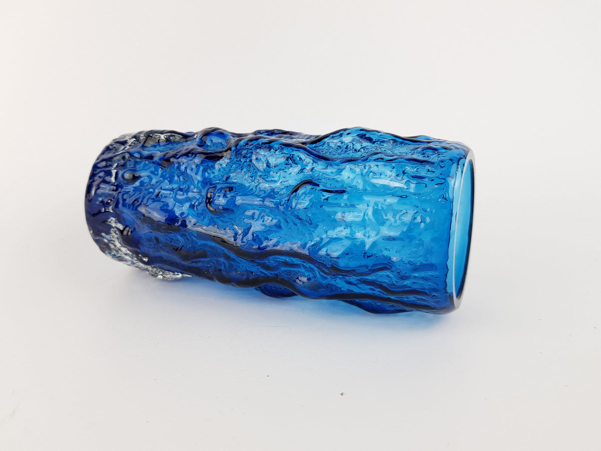 Vintage BLUE GLASS Vase, Inspired bij Whitefriars kingfisher by Geoffrey Baxter