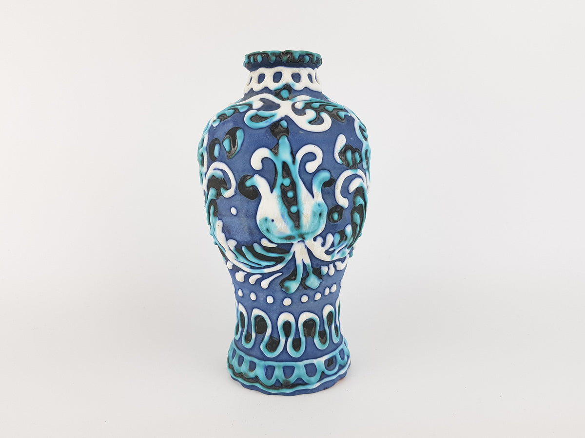 Vintage MAREI KERAMIK Blue Hand Painted Vase 1100 West German Pottery 1960s