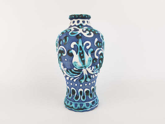 Vintage MAREI KERAMIK Blue Hand Painted Vase 1100 West German Pottery 1960s