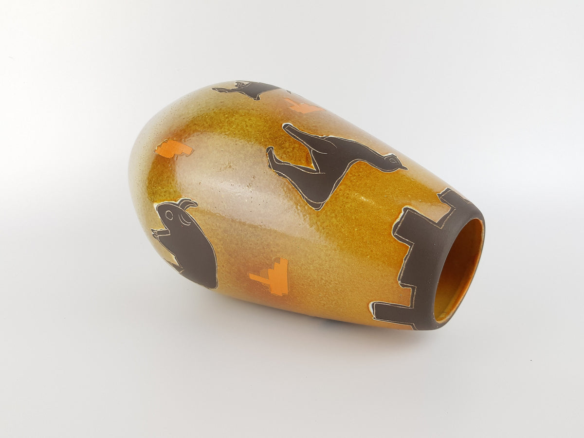 Vintage MAREI Keramik Vase with "Altamira" Decor 2002 24 West German Pottery 1960s