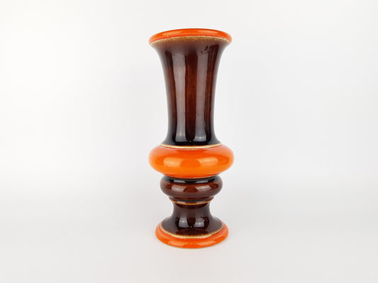 Vintage JASBA KERAMIK Brown and Orange TRUMPET Vase 1170-25 West German Pottery 1970s