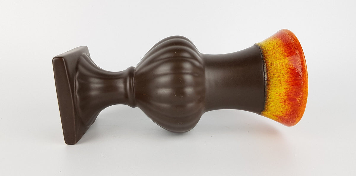 Vintage Ceramic Brown Orange and Yellow Vase 200 West German Pottery 1960-70s
