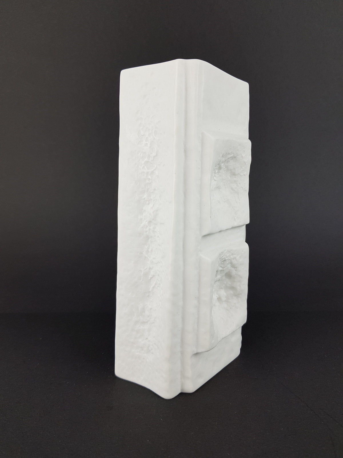 Vintage ROSENTHAL White Relief Porcelain Vase by Martin Freyer Studio Linie German Porcelain 1960s
