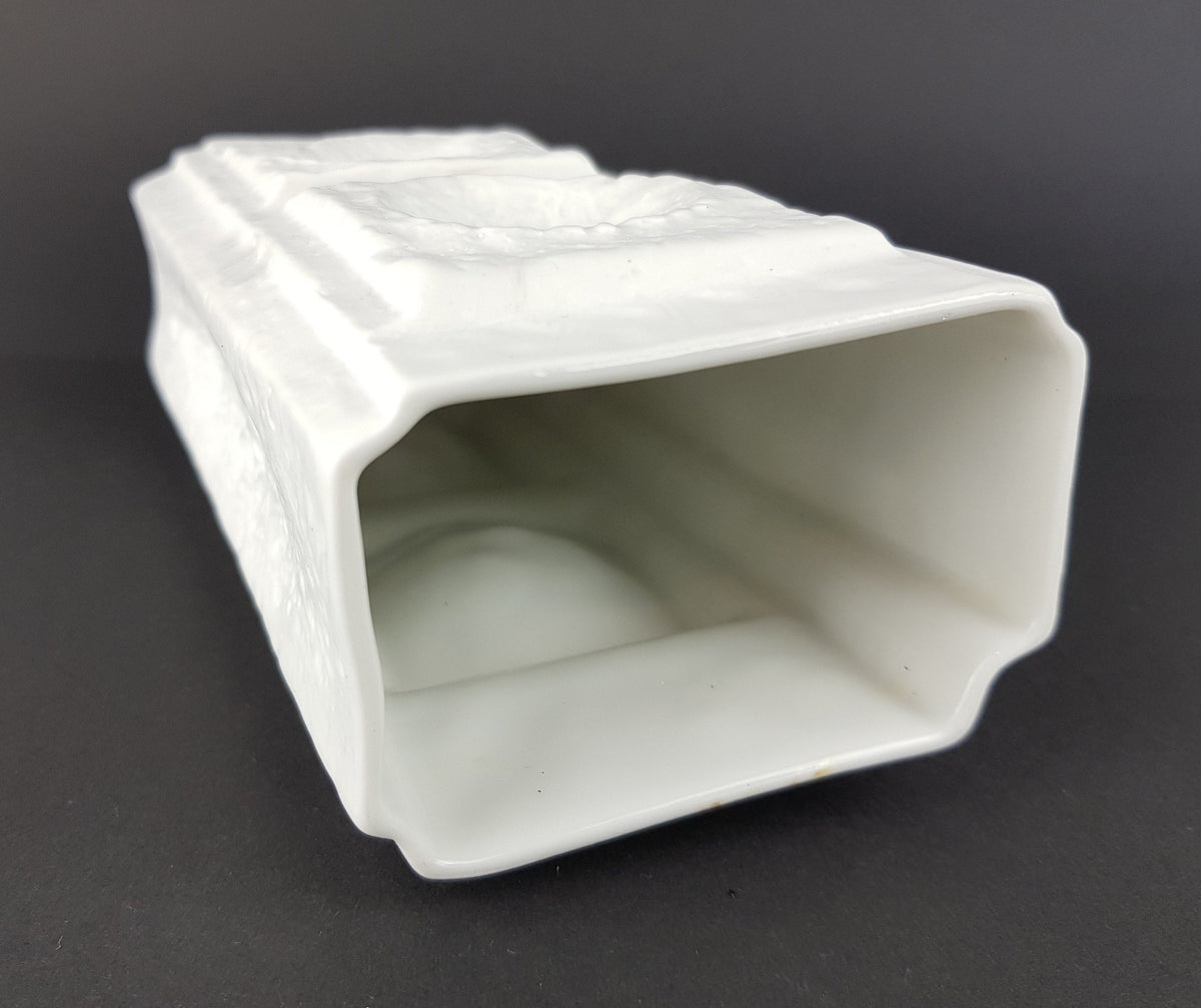 Vintage ROSENTHAL White Relief Porcelain Vase by Martin Freyer Studio Linie German Porcelain 1960s