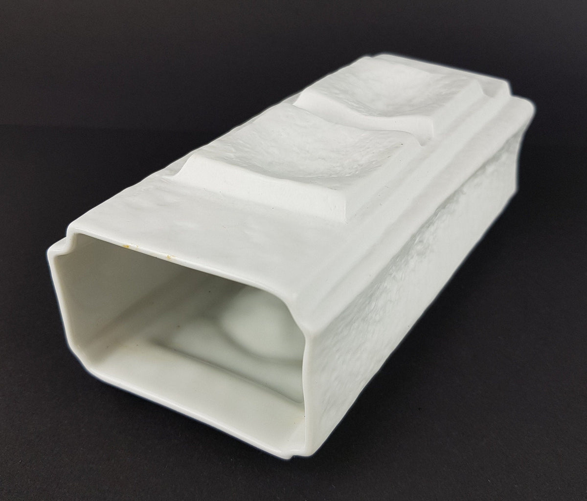 Vintage ROSENTHAL White Relief Porcelain Vase by Martin Freyer Studio Linie German Porcelain 1960s