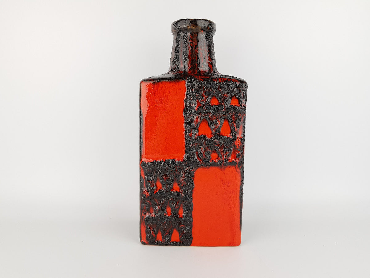 Vintage SCHEURICH KERAMIK Red-Black Fat Lava Vase 281-30 West German Pottery 1970's