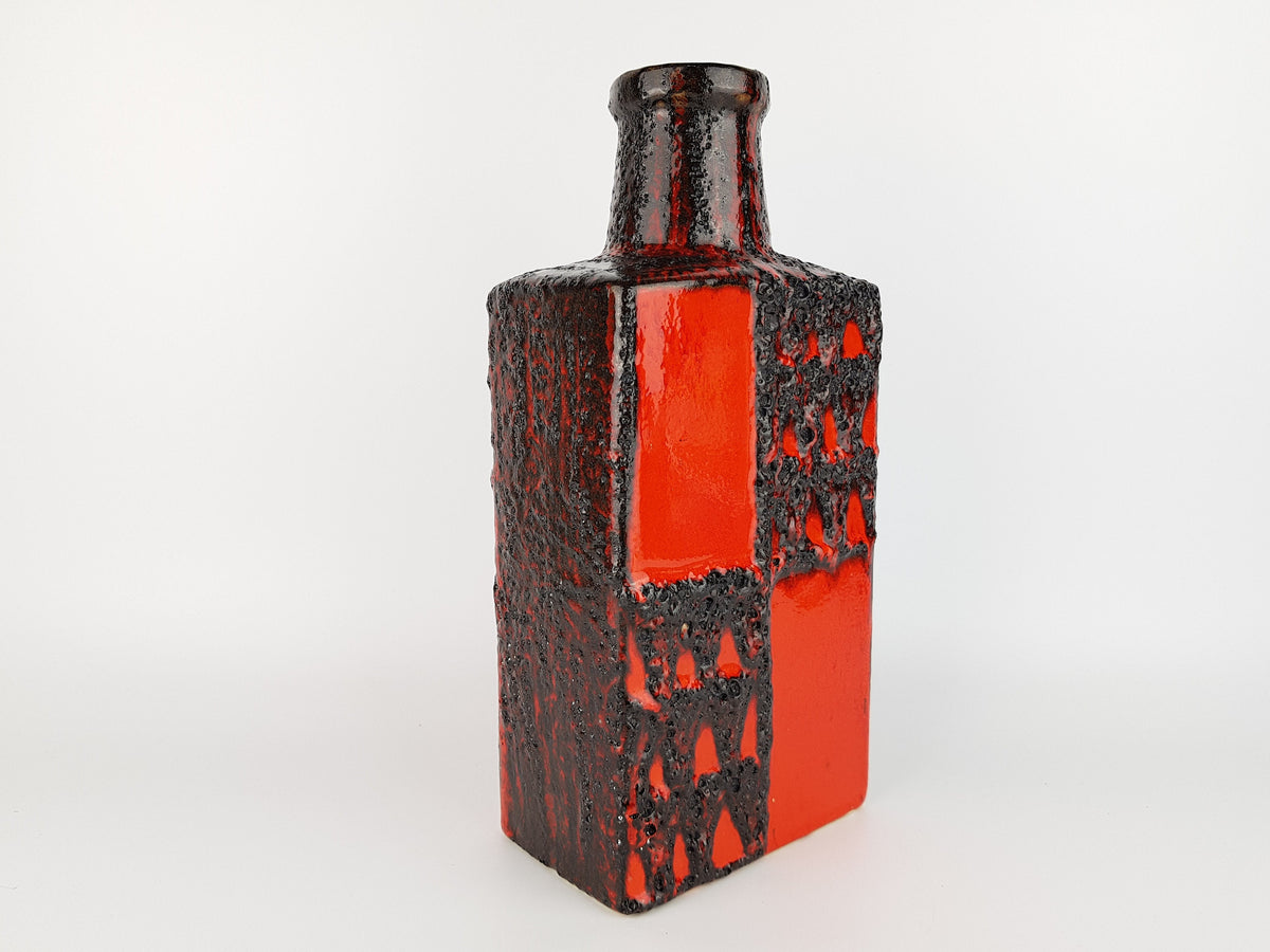 Vintage SCHEURICH KERAMIK Red-Black Fat Lava Vase 281-30 West German Pottery 1970's