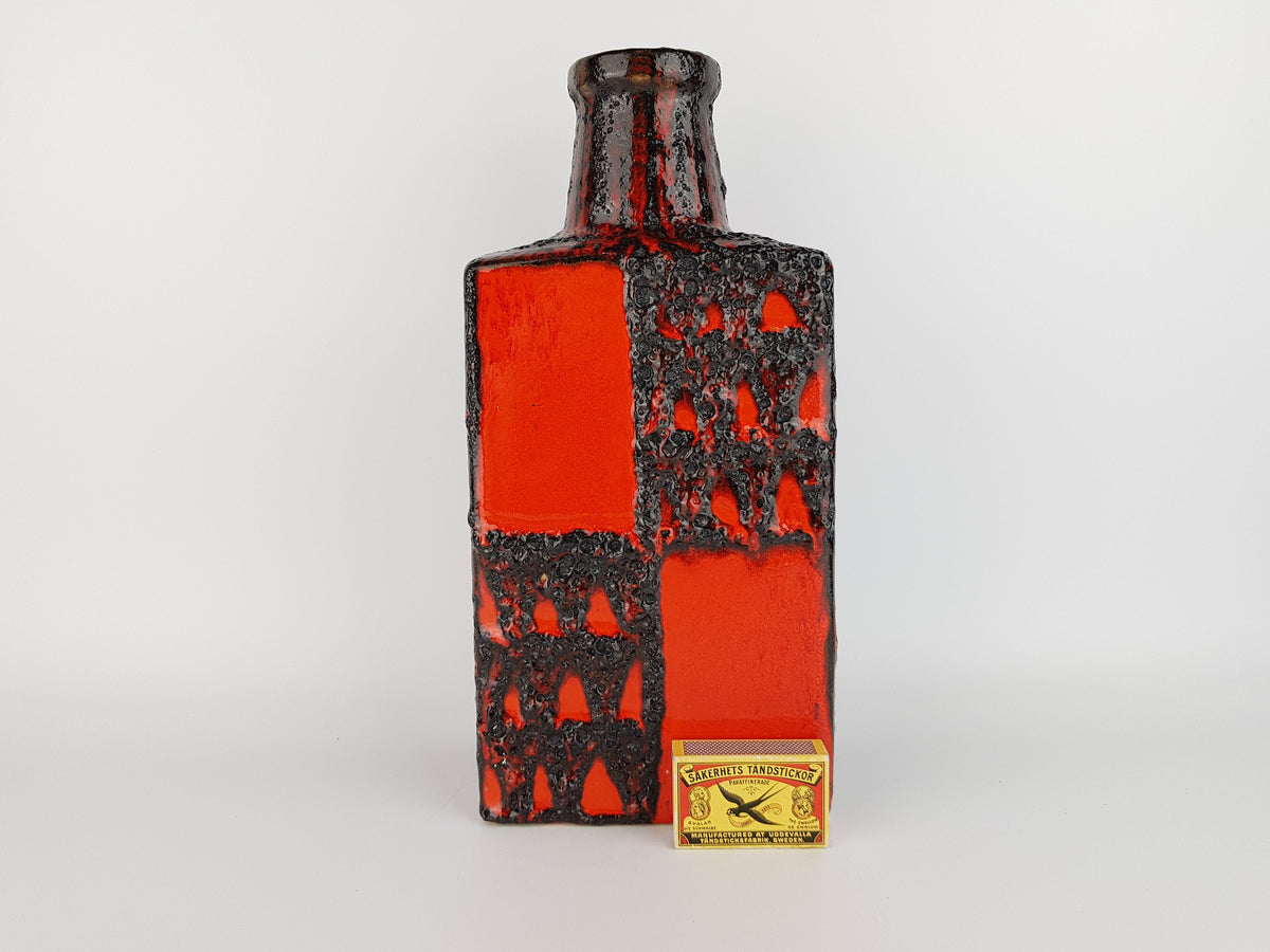 Vintage SCHEURICH KERAMIK Red-Black Fat Lava Vase 281-30 West German Pottery 1970's