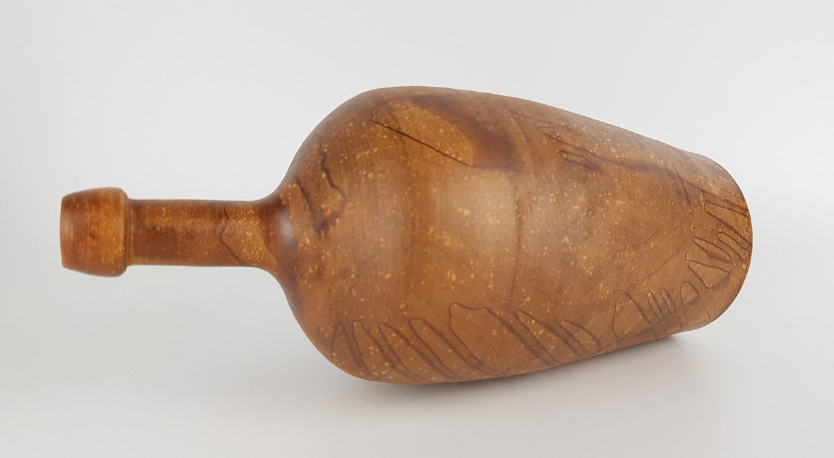 Vintage GERHARD LIEBENTHRON Studio Art Pottery Brown Long Necked Vase West Germany 1960s