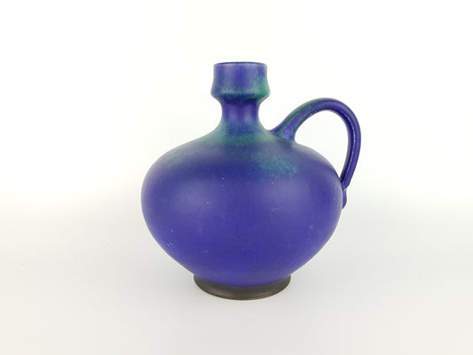 Vintage JUIST INSEL TOPFEREI Blue Greenish Turquoise Handled Vase by Schmidt-Tummeley Studio Art Pottery 1970s