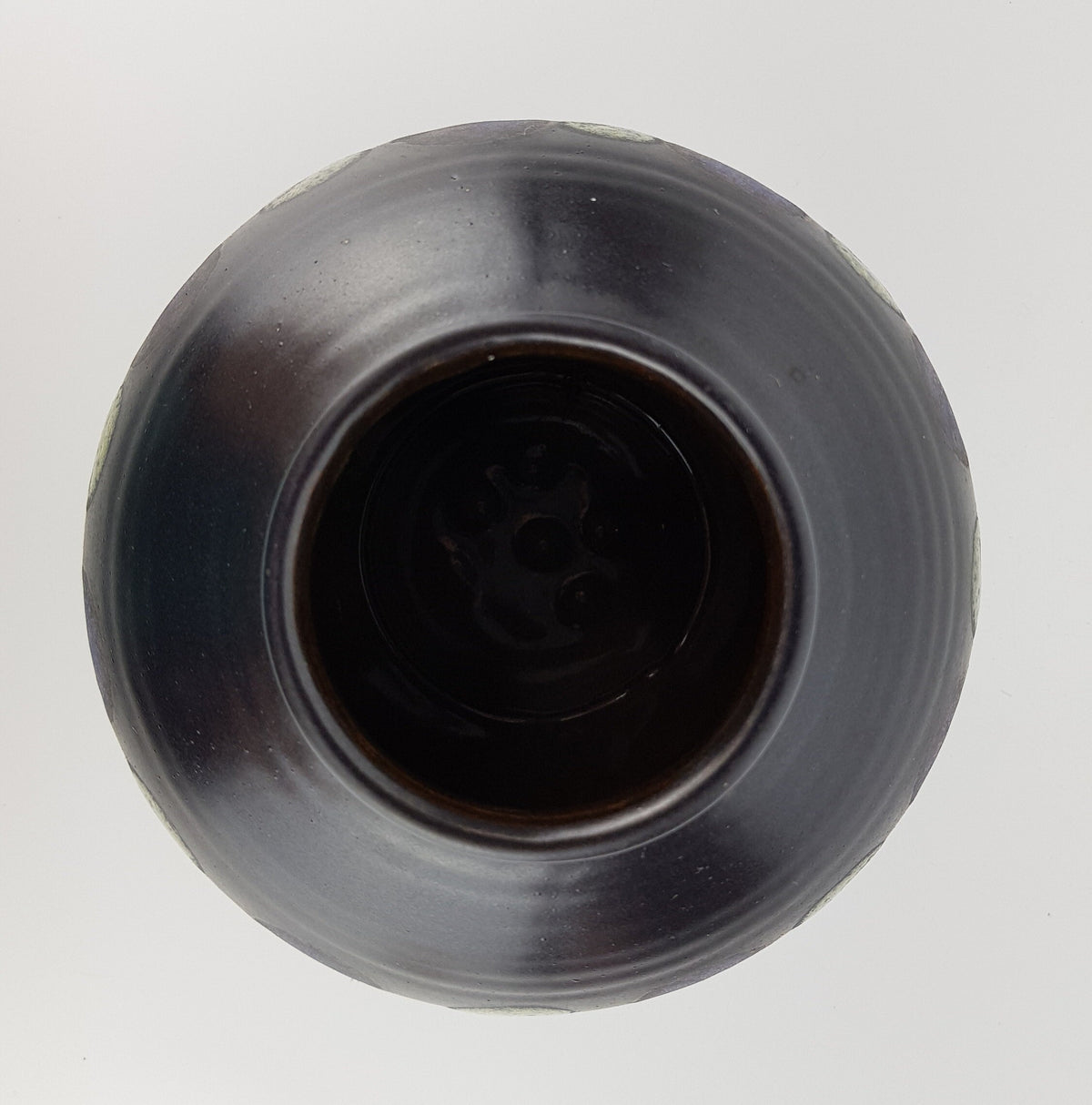 Vintage UBELACKER (Ü) KERAMIK Matt Black Vase With Yellow and Purple Blue Dots 251-13 West German Pottery Fat Lava Era 1960-70