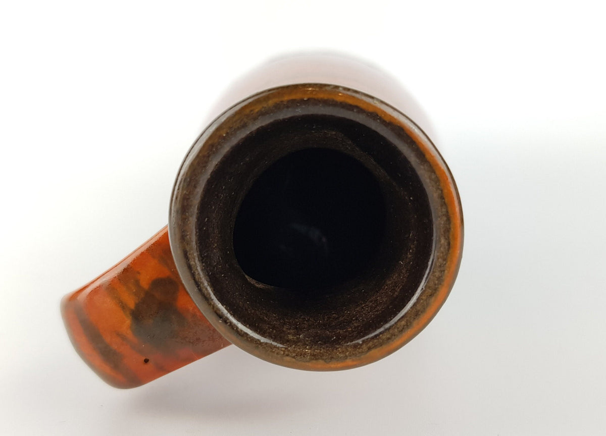 Vintage DÜMLER & BREIDEN Handled Brown Teal Vase with Swirls Decor 375-24 West German Pottery 1970s