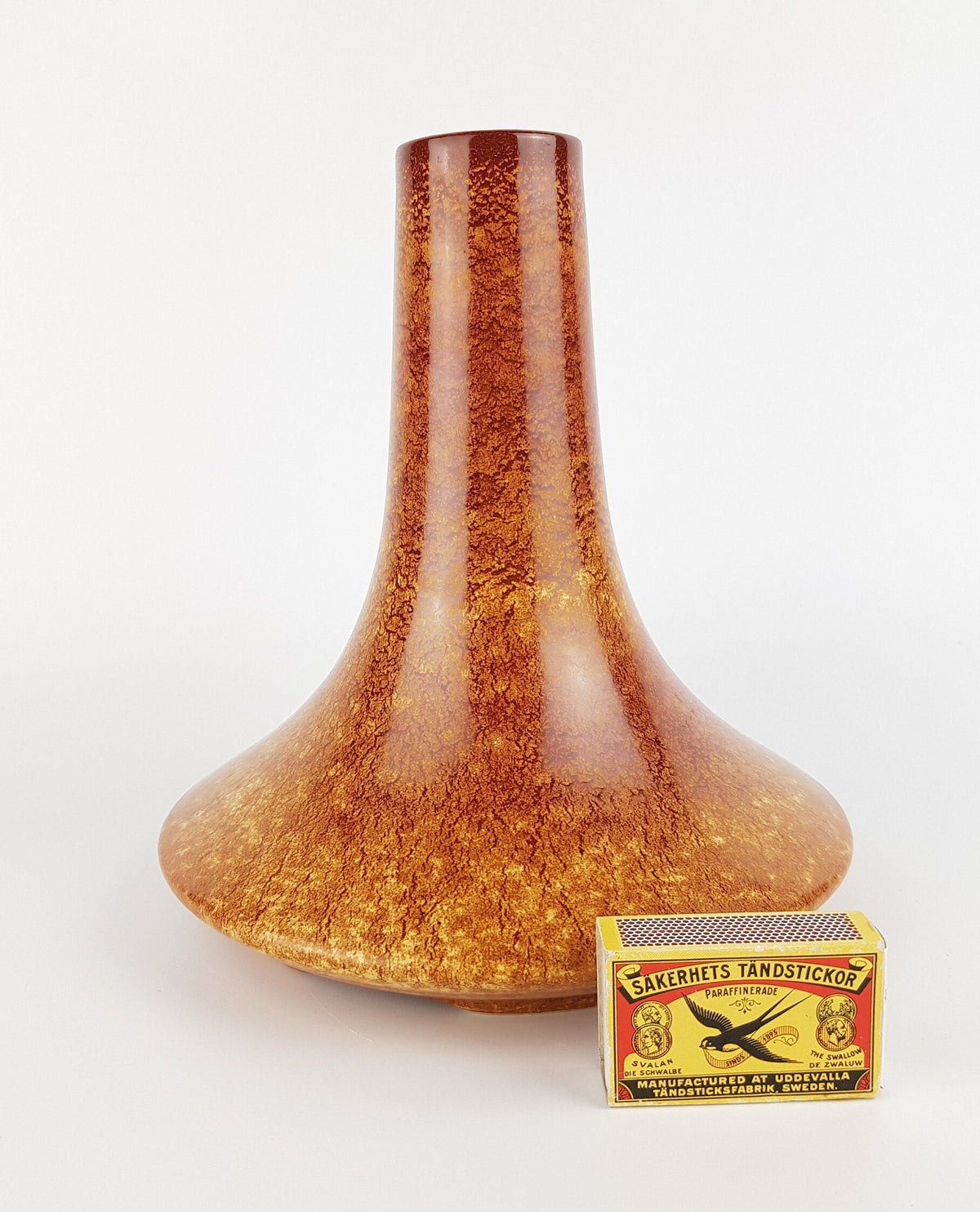 Vintage BERTONCELLO Brown Vase with Dark Screziato glaze, made in Italy 1970s