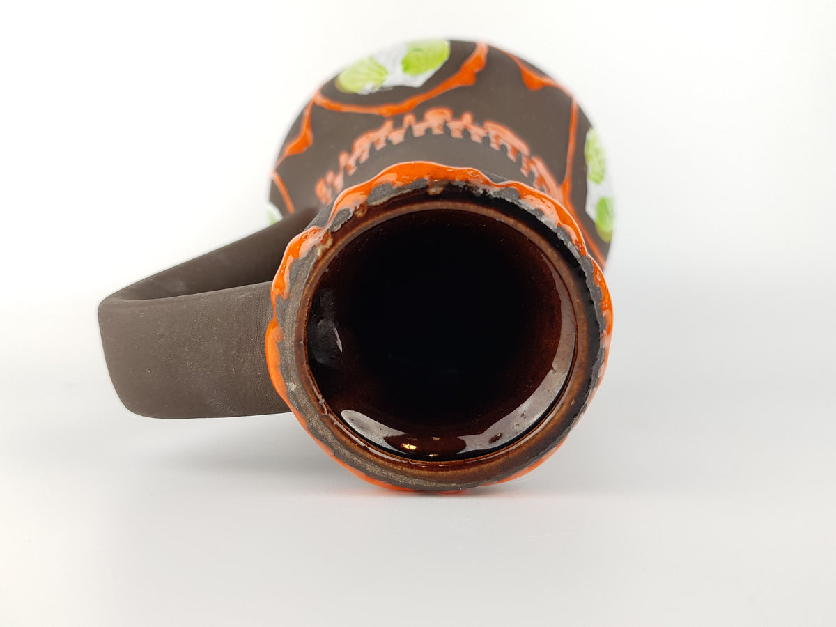 Vintage BAY KERAMIK Handled Brown Orange and Green Vase 67-30 West German Pottery 1970s