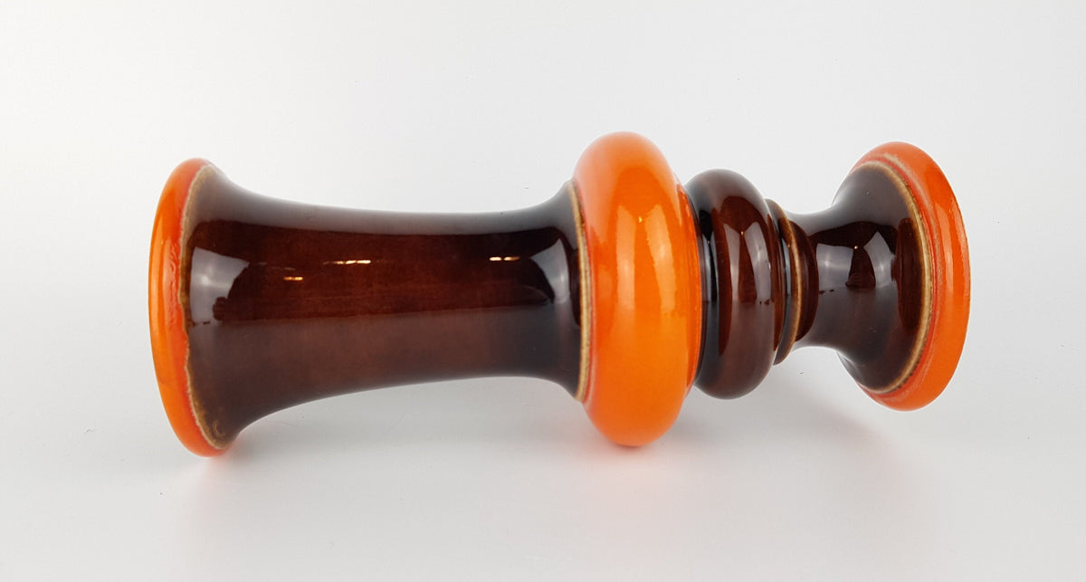 Vintage JASBA KERAMIK Brown and Orange TRUMPET Vase 1170-25 West German Pottery 1970s