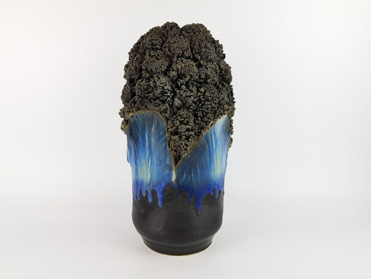 Vintage Studio Art Pottery Coral Glaze Vase by Maria & Werner Schott Petershagen West Germany 1960s Sculptural Ceramic Art
