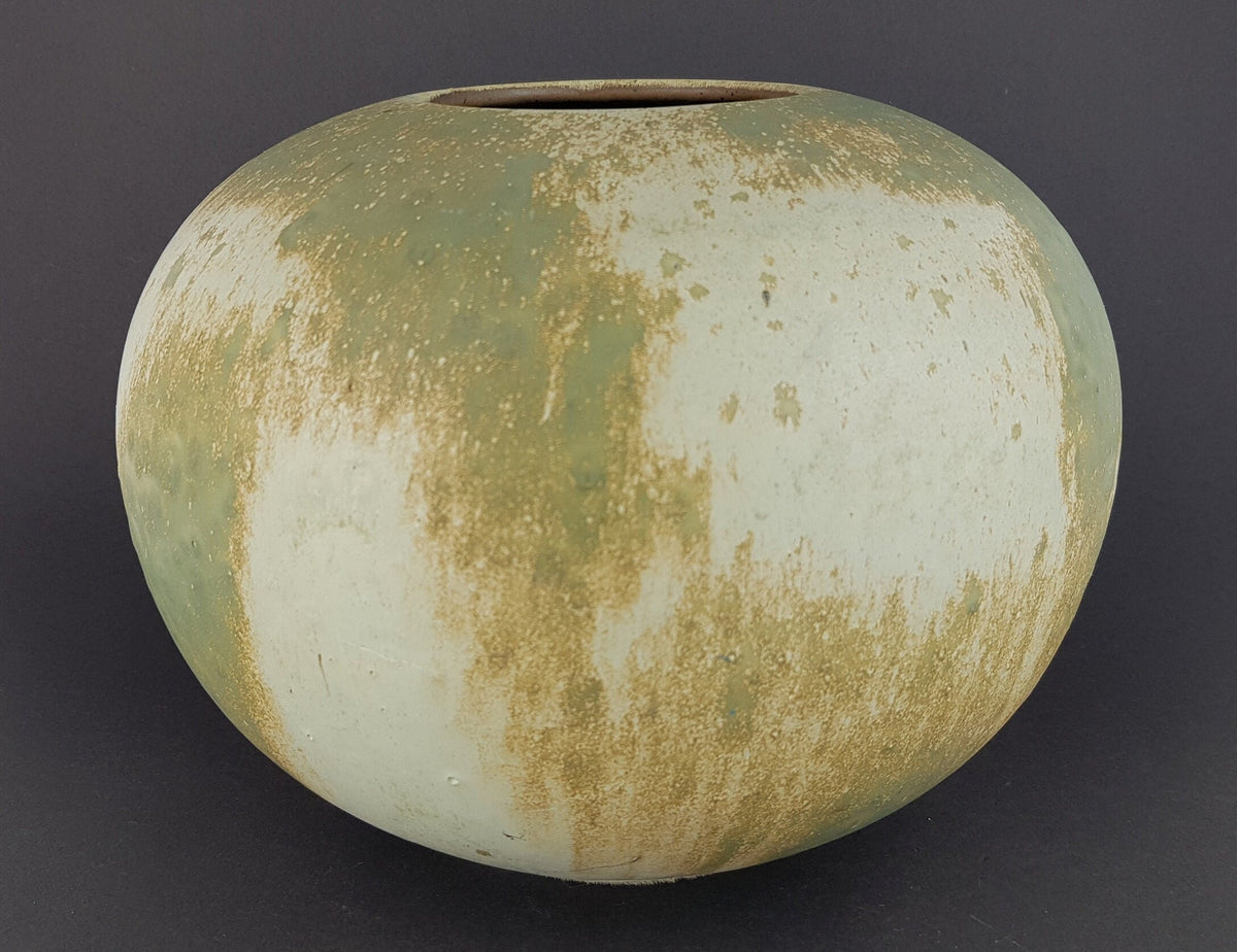 Vintage OTTO KERAMIK Matt Green Ball Vase West German Pottery 1970s