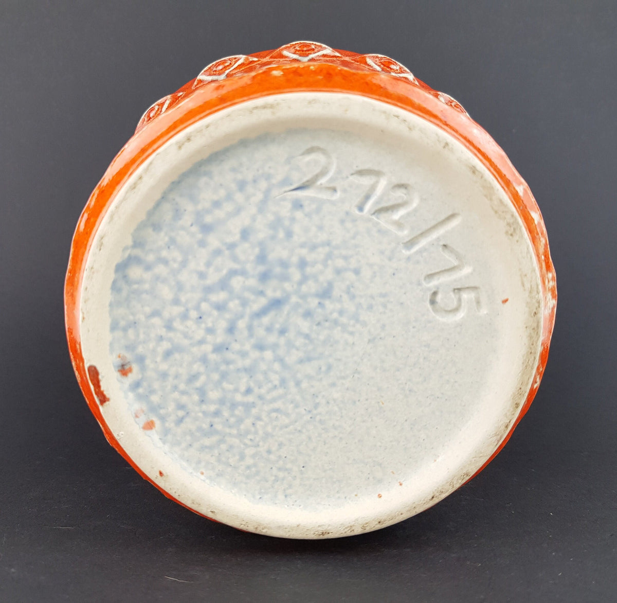 Vintage UBELACKER (Ü-KERAMIK) Orange and White Planter Flower Pot West German Pottery 1970s Fat Lava Era