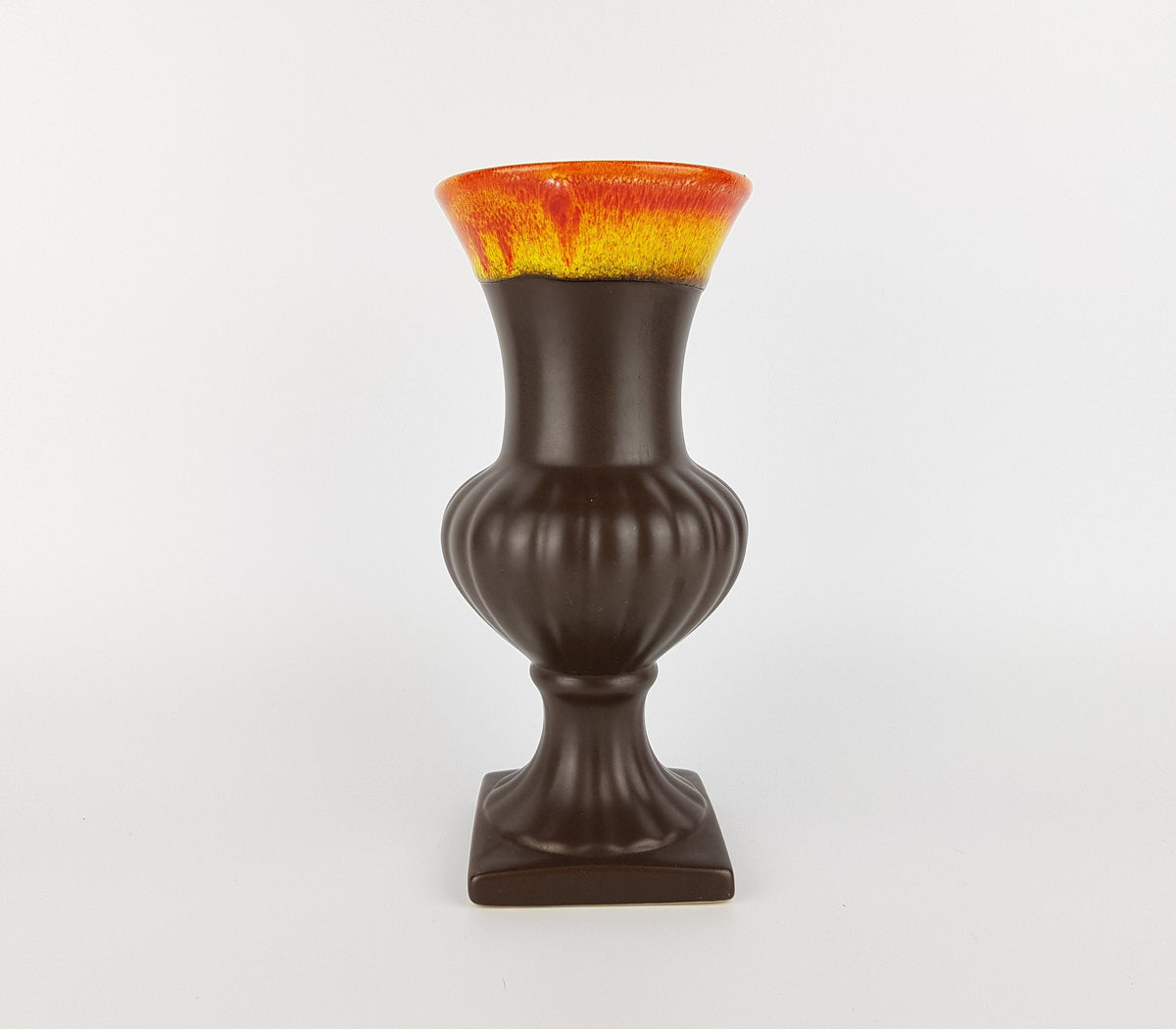 Vintage Ceramic Brown Orange and Yellow Vase 200 West German Pottery 1960-70s