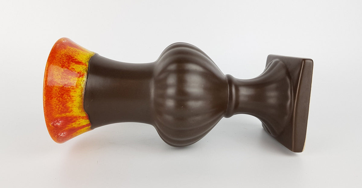 Vintage Ceramic Brown Orange and Yellow Vase 200 West German Pottery 1960-70s