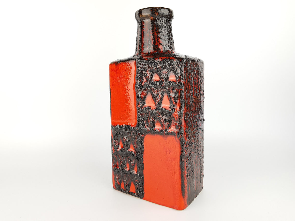 Vintage SCHEURICH KERAMIK Red-Black Fat Lava Vase 281-30 West German Pottery 1970's