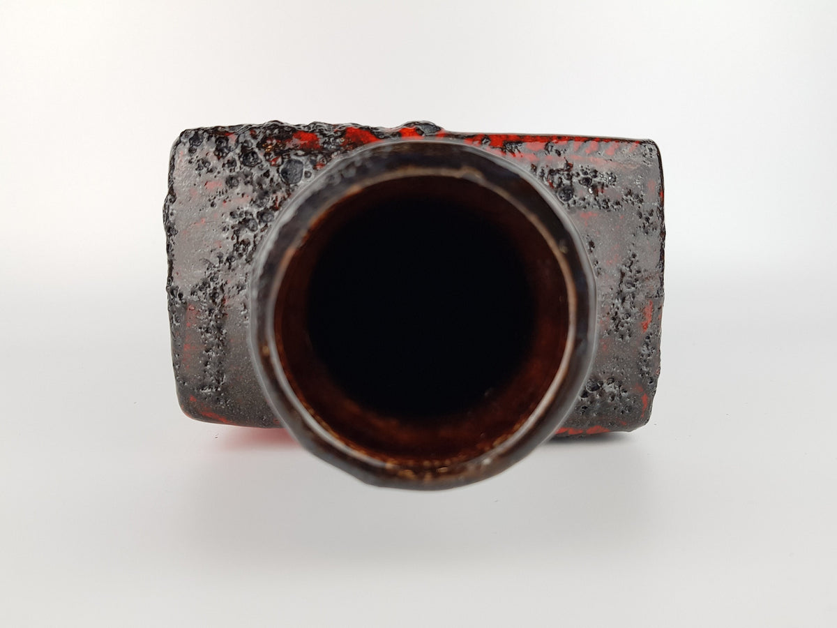 Vintage SCHEURICH KERAMIK Red-Black Fat Lava Vase 281-30 West German Pottery 1970's