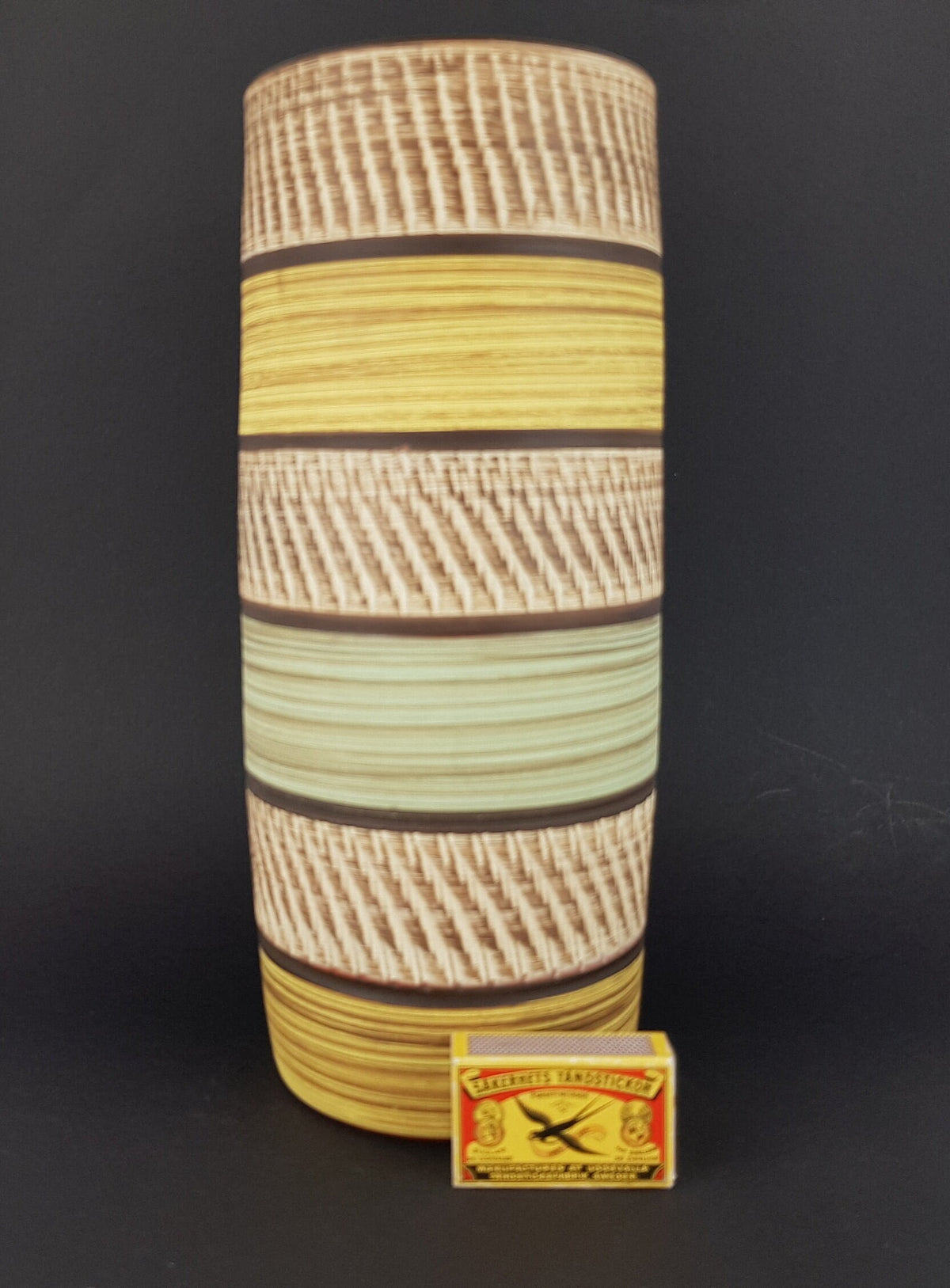 Vintage AKRU KERAMIK Alfred Krupp Multi Colored Klinker Vase with Incised Pattern 30/20 West German Pottery 1950s
