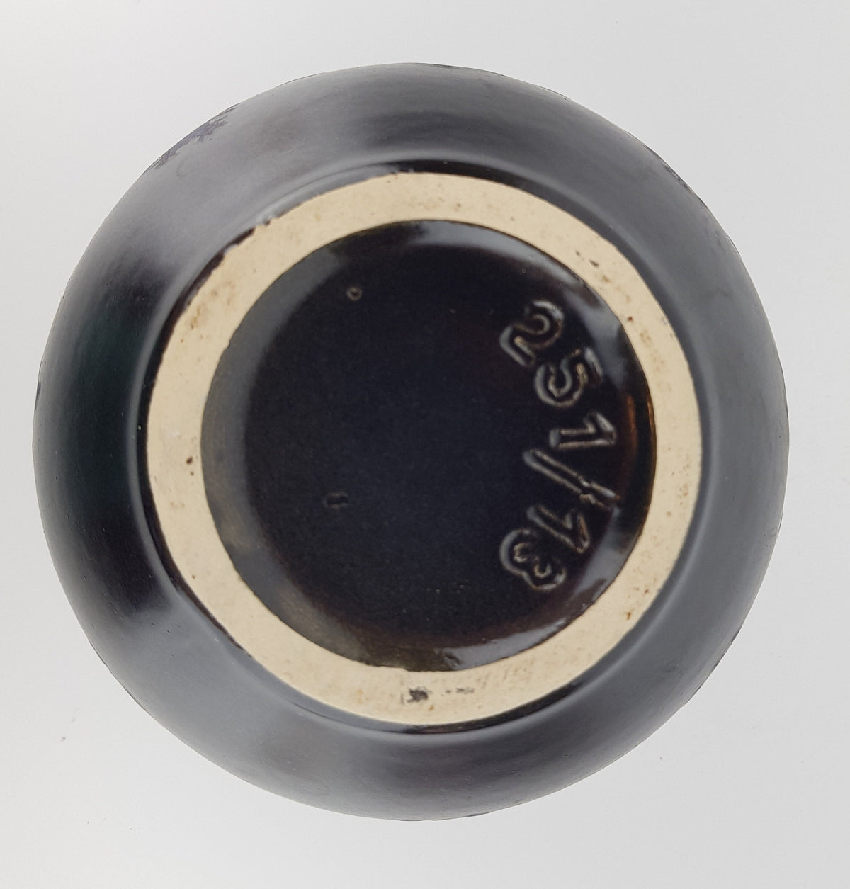 Vintage UBELACKER (Ü) KERAMIK Matt Black Vase With Yellow and Purple Blue Dots 251-13 West German Pottery Fat Lava Era 1960-70