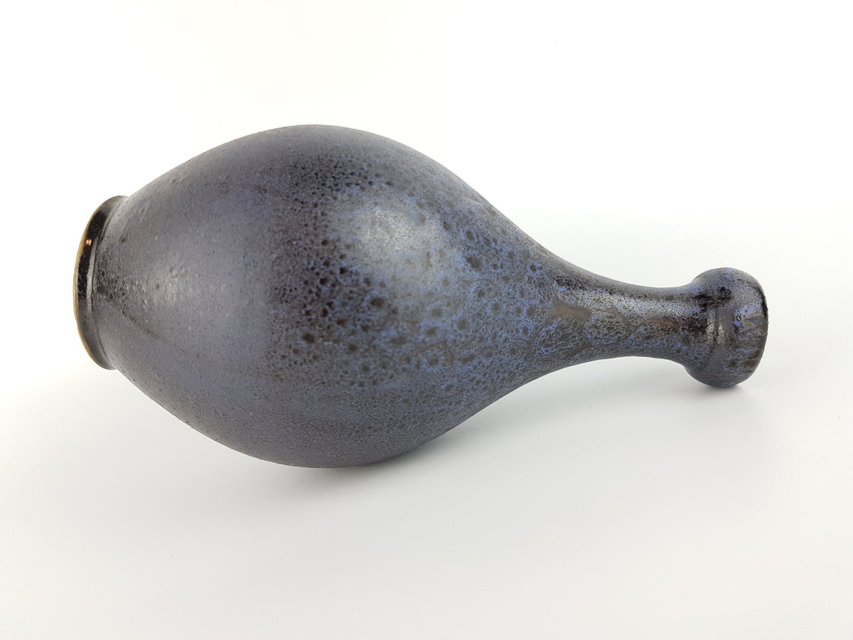 Vintage STUDIO ART POTTERY Purple Blue Fat Lava Vase West Germany 1970s