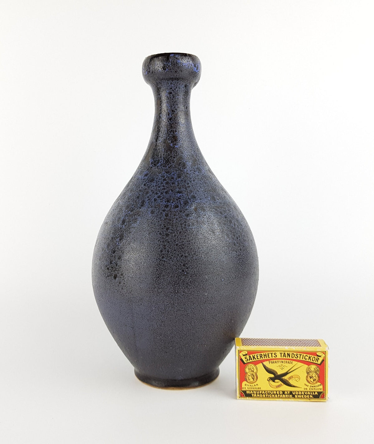 Vintage STUDIO ART POTTERY Purple Blue Fat Lava Vase West Germany 1970s