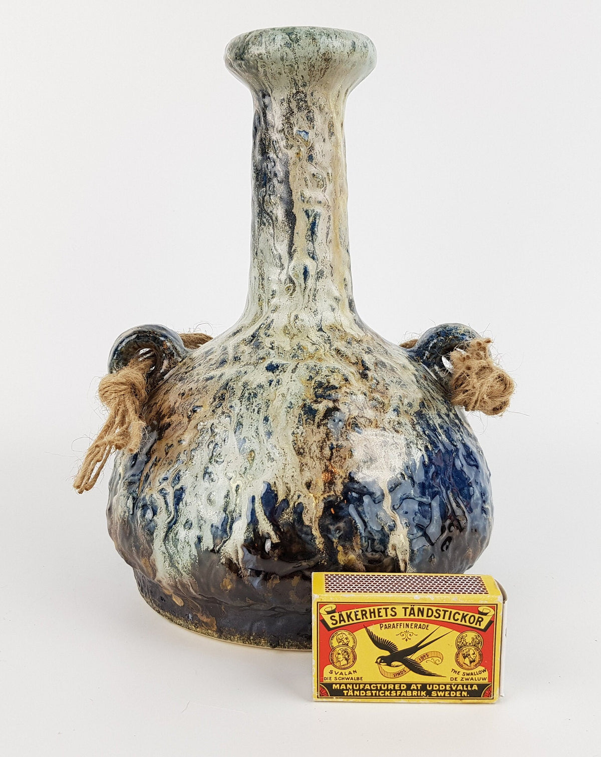 Vintage DÜMLER & BREIDEN Fat Lava Vase with Rope 1105-22 West German Pottery 1980s