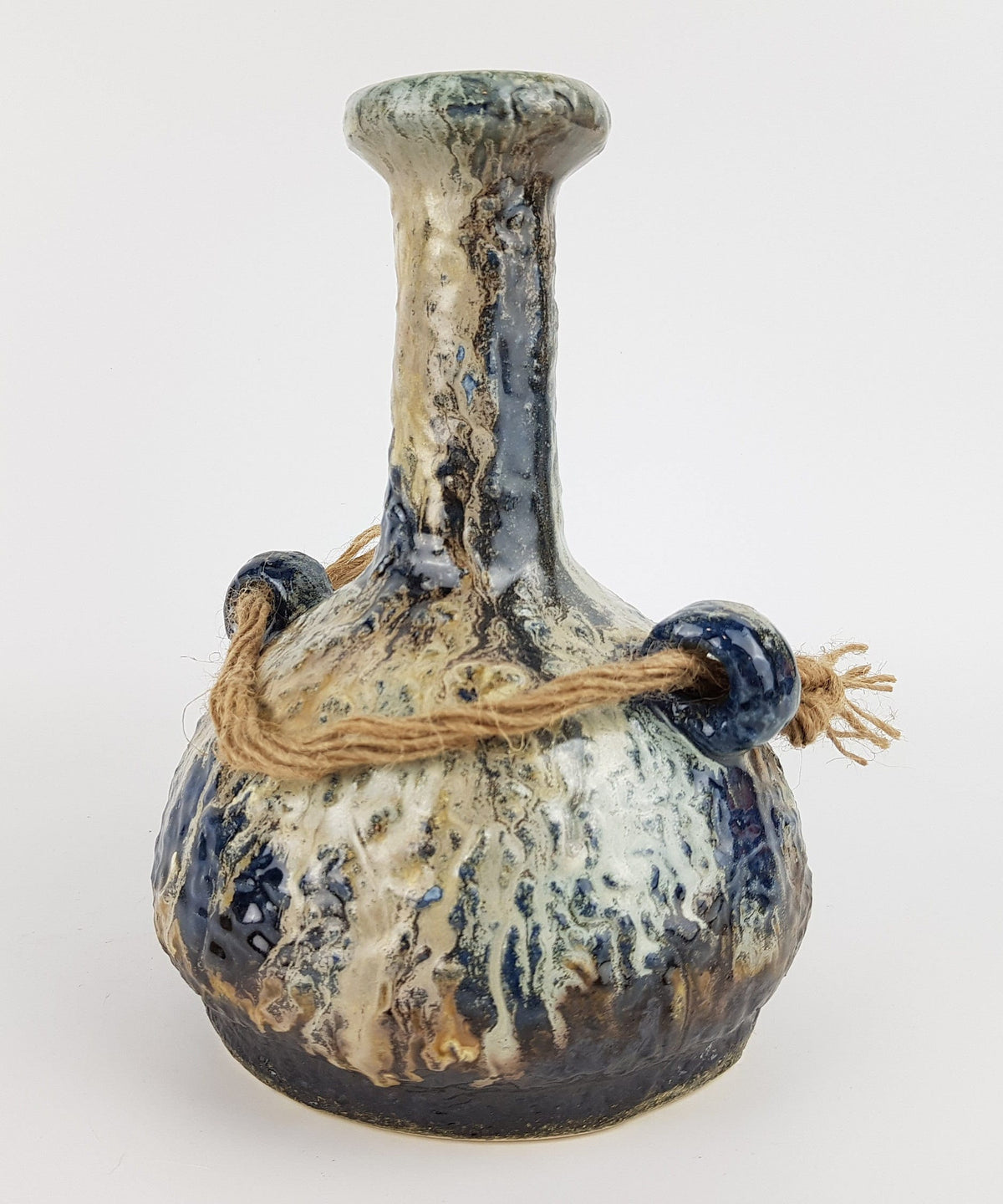 Vintage DÜMLER & BREIDEN Fat Lava Vase with Rope 1105-22 West German Pottery 1980s