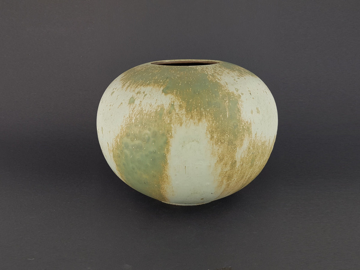 Vintage OTTO KERAMIK Matt Green Ball Vase West German Pottery 1970s