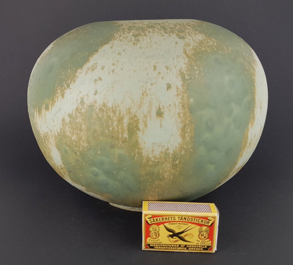 Vintage OTTO KERAMIK Matt Green Ball Vase West German Pottery 1970s