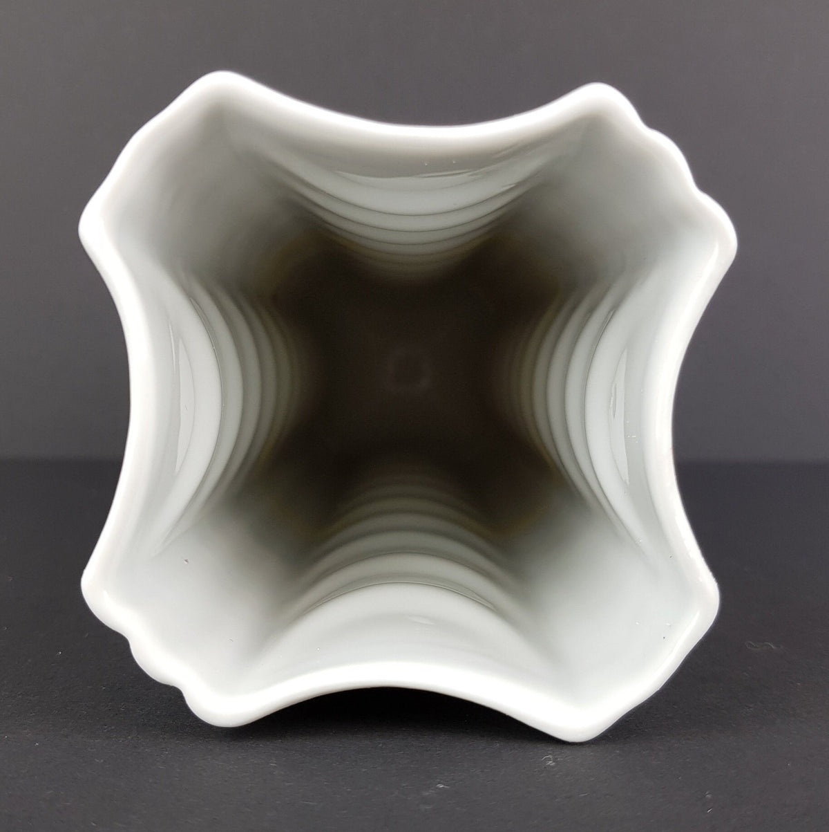 Vintage PMR JAEGER & CO Square Porcelain Vase 1139/2 Scale Decor West German Pottery Bavaria 60s 70s