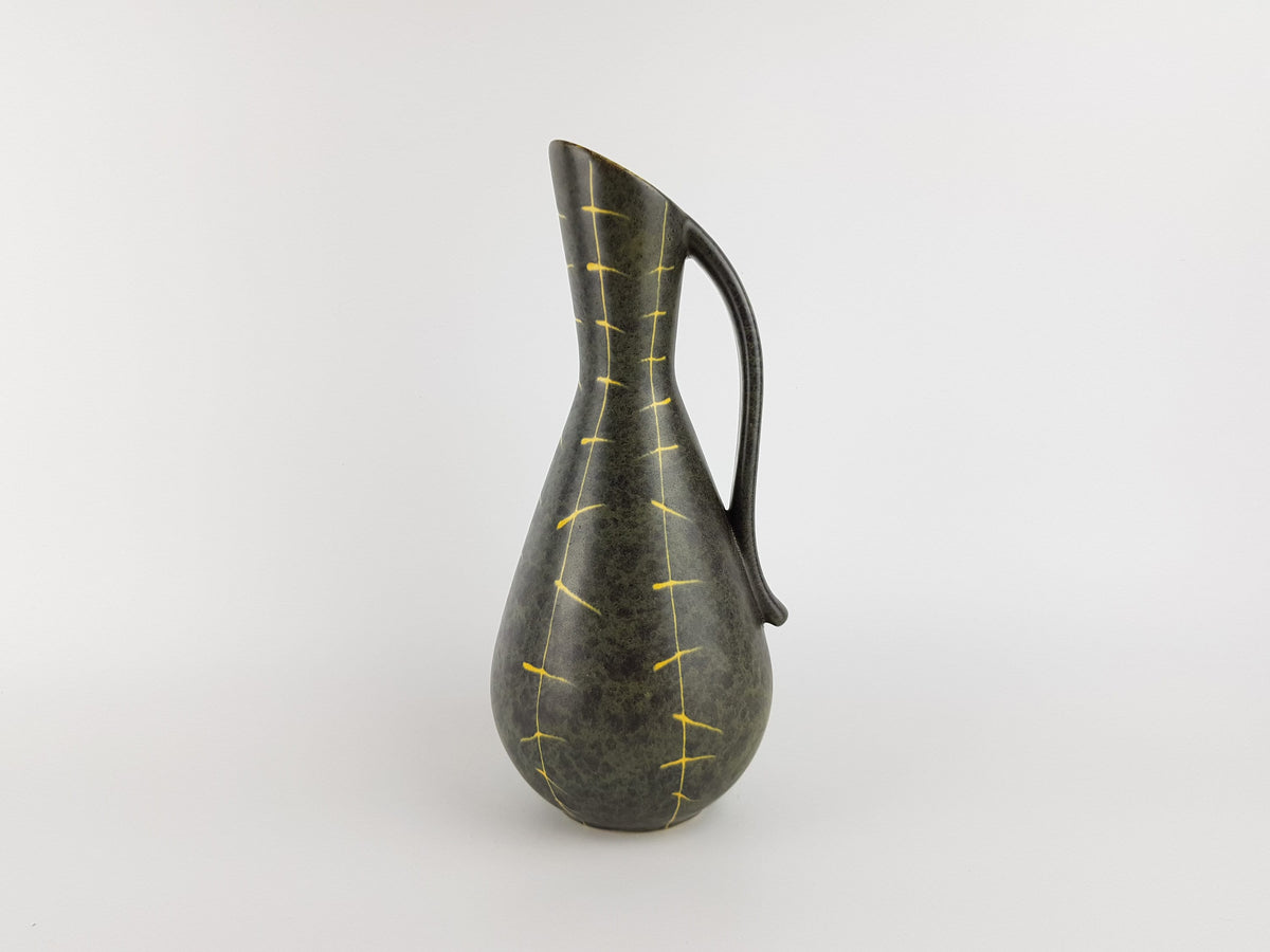 Vintage ILKRA EDEL KERAMIK Vase with Bali decor 156-25 West German Pottery 1960s
