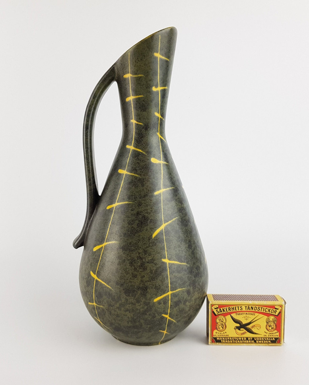 Vintage ILKRA EDEL KERAMIK Vase with Bali decor 156-25 West German Pottery 1960s