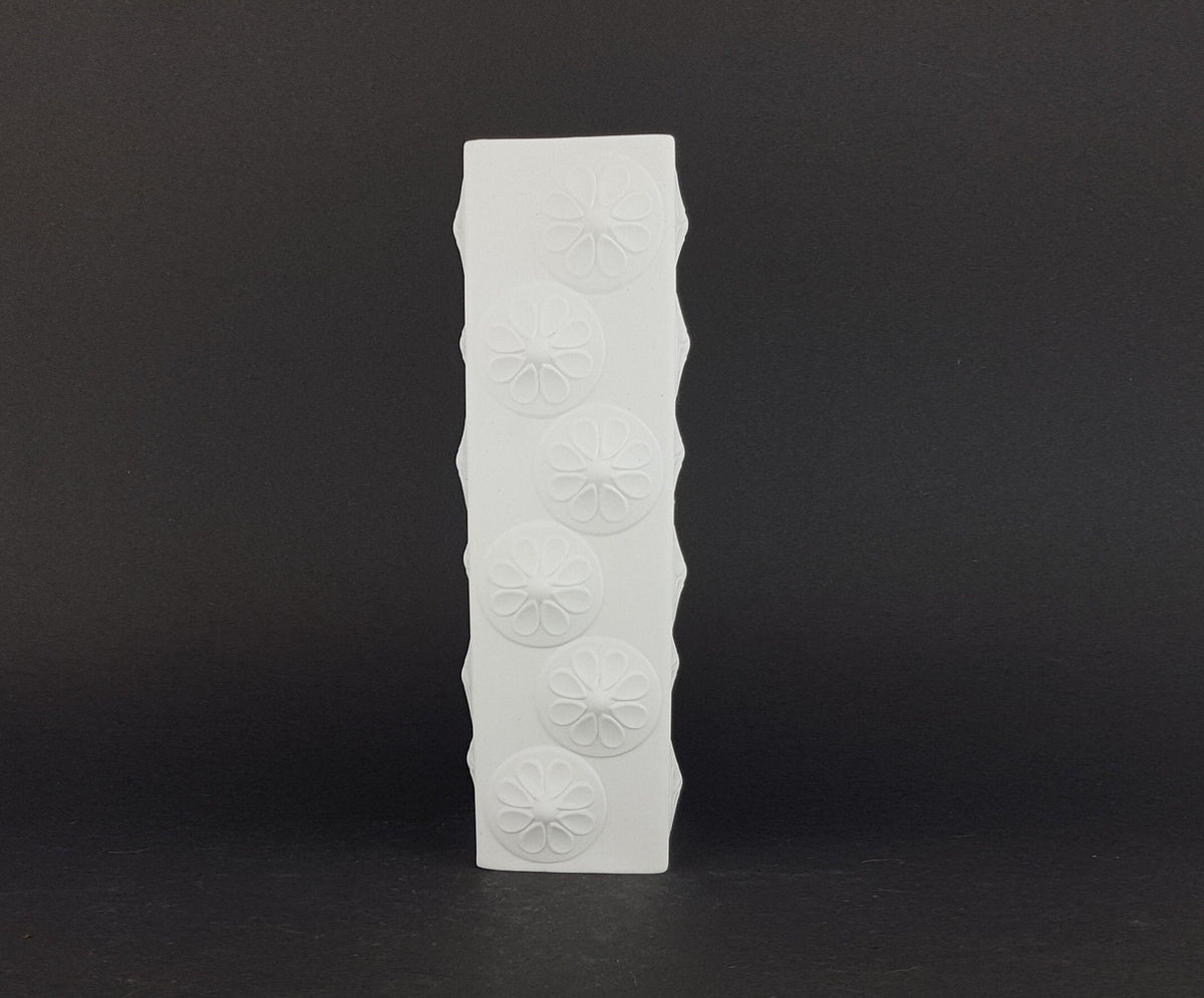 Vintage SCHERZER PORZELLAN Vase 499-01 with Daisy Flower Decor West German Pottery Bavaria 60s 70s