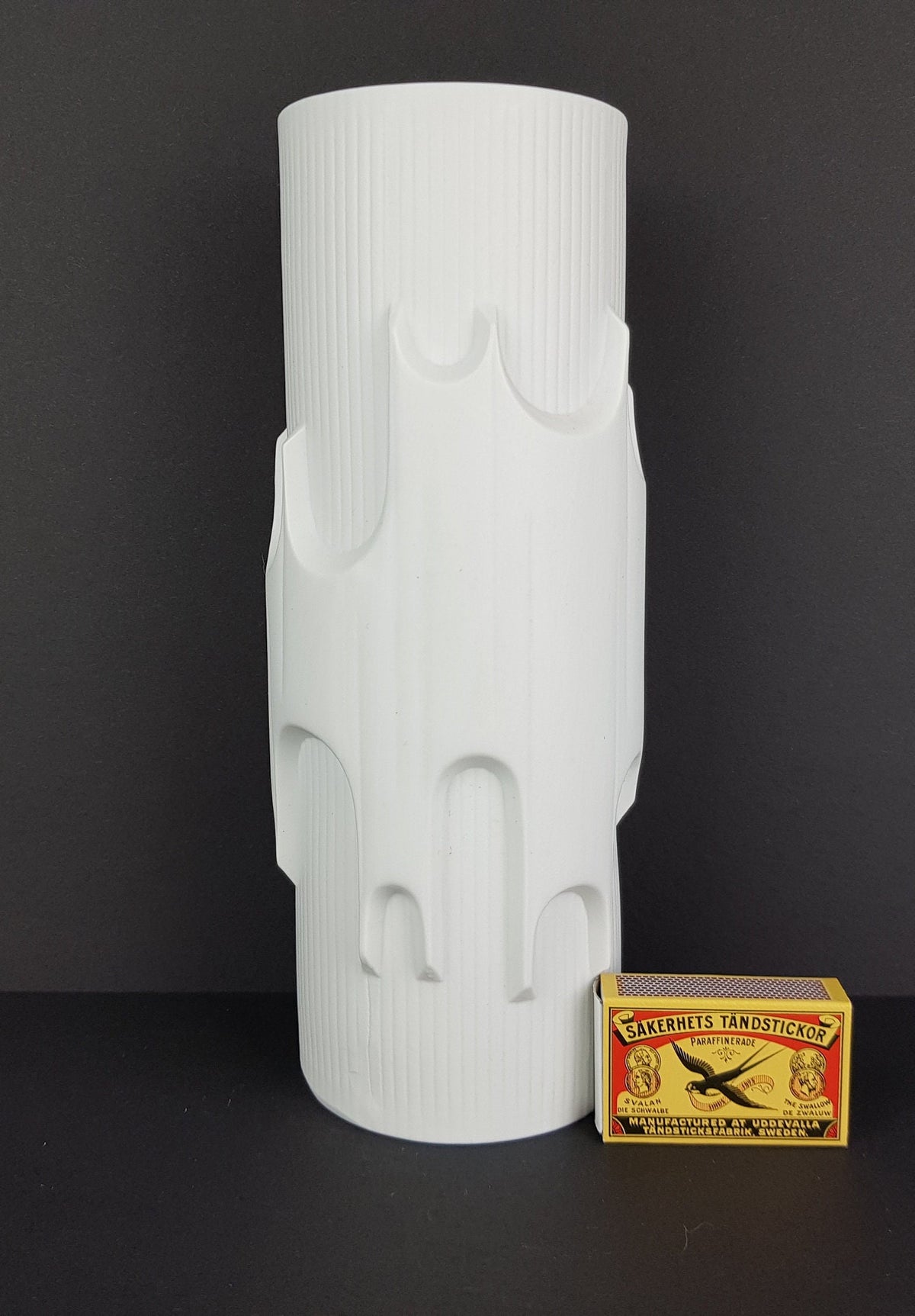 Vintage SCHERZER PORZELLAN Op Art Bat Decor Vase West German Pottery Bavaria 513-3, 1960s
