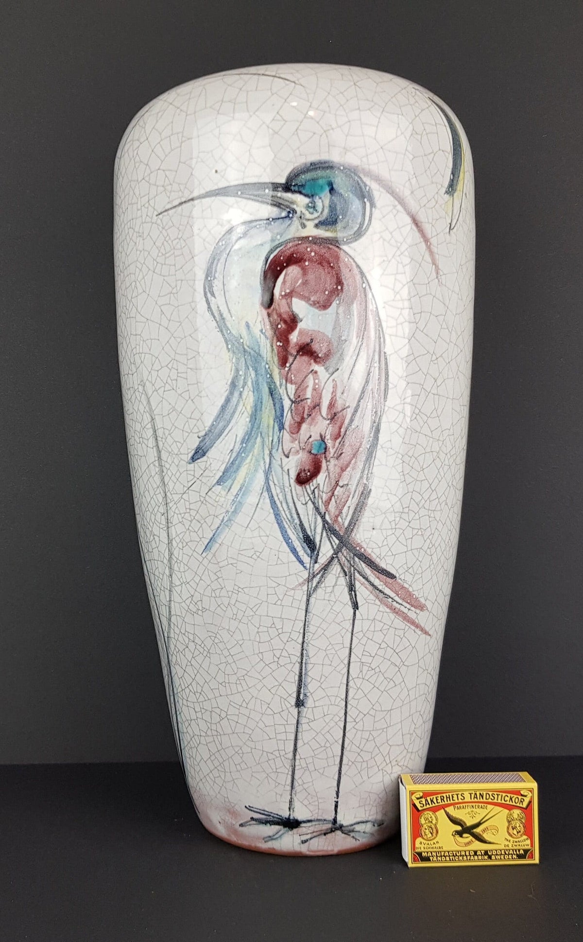 Vintage INGEBORG LANGLOTZ Ceramic Vase - Heron Decor (Töpferstube Bad Wiessee) - Studio Art Pottery 1950s