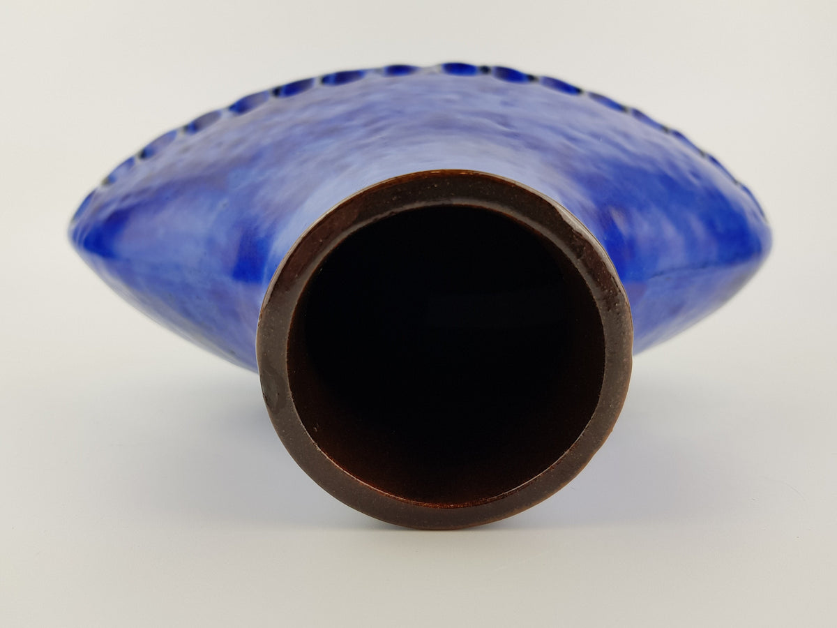 Vintage CARSTENS TONNIESHOF Blue Elliptical Vase from the Atelier Serie by Gerda Heukeroth B 128 24 West German Pottery 1960s 