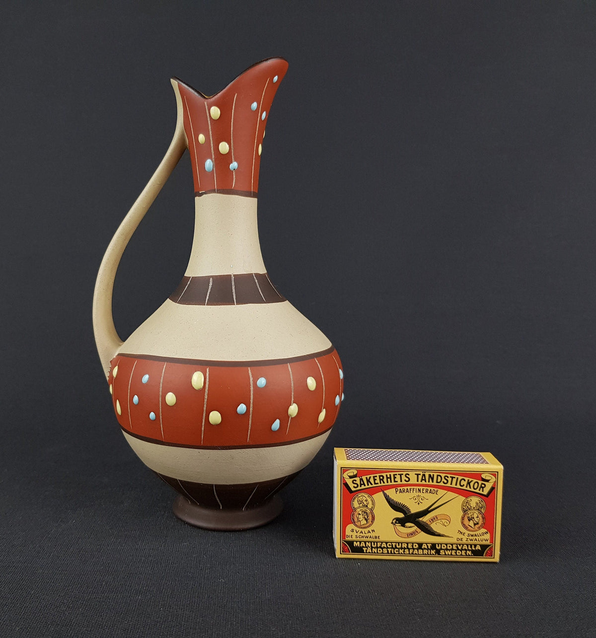 Vintage MARZI und REMY Stylish Vase with "Haiti" decor 2001 West German Pottery 1959s