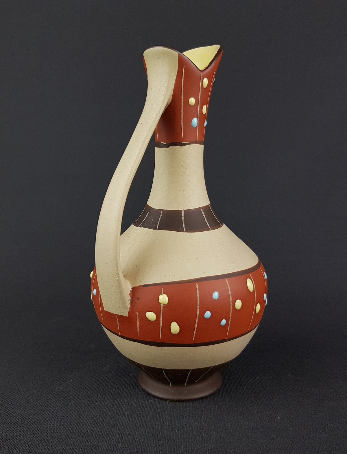 Vintage MARZI und REMY Stylish Vase with "Haiti" decor 2001 West German Pottery 1959s