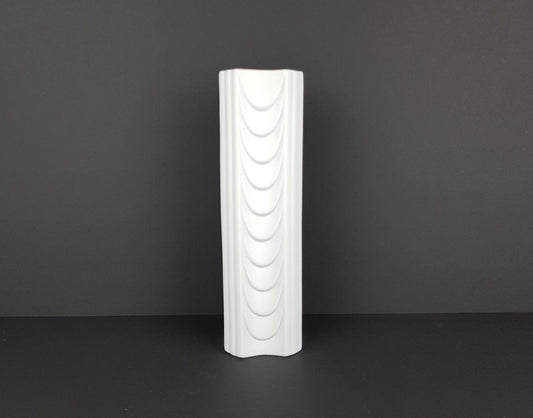 Vintage PMR JAEGER & CO Square Porcelain Vase 1139/2 Scale Decor West German Pottery Bavaria 60s 70s